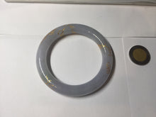Load image into Gallery viewer, 52.3mm 100% Natural type A light green purple carved and golden-painted Jadeite Jade bangle PB213
