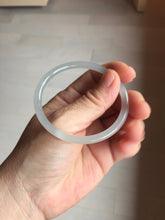 Load image into Gallery viewer, 54mm Certified 100% Natural Icy Watery Gray Very Light Smoky Purple (烟紫)  round cut Nephrite Bangle HN230-9223
