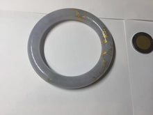 Load image into Gallery viewer, 52.3mm 100% Natural type A light green purple carved and golden-painted Jadeite Jade bangle PB213
