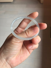 Load image into Gallery viewer, 54mm Certified 100% Natural Icy Watery Gray Very Light Smoky Purple (烟紫)  round cut Nephrite Bangle HN230-9223
