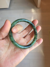 Load image into Gallery viewer, 58.3mm Certified 100% Natural Fresh Young Green/Dark Green/Black Green Ink Painting (绿水墨) Round Cut Nephrite (Wulanhai 乌兰海碧玉) Bangle HN171-7339
