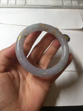 Load image into Gallery viewer, 52.3mm 100% Natural type A light green purple carved and golden-painted Jadeite Jade bangle PB213
