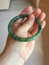 Load image into Gallery viewer, 58.3mm Certified 100% Natural Fresh Young Green/Dark Green/Black Green Ink Painting (绿水墨) Round Cut Nephrite (Wulanhai 乌兰海碧玉) Bangle HN171-7339
