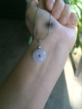 Load image into Gallery viewer, 100% Natural white/purple/yellow jadeite Jade Safety Guardian Button(donut) Pendant/worry stone BF96
