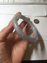 Load image into Gallery viewer, 52.3mm 100% Natural type A light green purple carved and golden-painted Jadeite Jade bangle PB213
