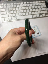 Load image into Gallery viewer, 55mm certified 100% Natural dark green/black nephrite (碧玉)  bangle HT168-3-3890
