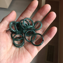 Load image into Gallery viewer, Size 2–9 1/2 100% Natural Type A Icy Watery Dark Green Blue-Gray Black “Hidden Ink Lake” Slim Guatemala Jadeite Jade Band Ring Group PB304
