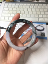 Load image into Gallery viewer, 60mm Certified Type A 100% Natural dark green/red/purple/gray Snowy Pine Mountain and Everlasting Crimson Heart (碧血丹心)Jadeite Jade bangle PE114-1222
