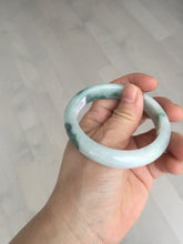 Load image into Gallery viewer, 54.6mm Certified Type A 100% Natural white/light green with grenn floating flowers Jadeite Jade bangle E154-2437
