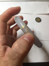 Load image into Gallery viewer, 52.3mm 100% Natural type A light green purple carved and golden-painted Jadeite Jade bangle PB213
