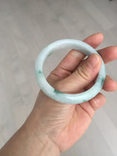 Load image into Gallery viewer, 54.6mm Certified Type A 100% Natural white/light green with grenn floating flowers Jadeite Jade bangle E154-2437
