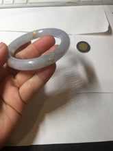 Load image into Gallery viewer, 52.3mm 100% Natural type A light green purple carved and golden-painted Jadeite Jade bangle PB213
