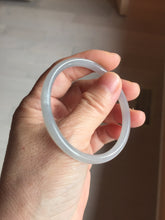 Load image into Gallery viewer, 52.5mm Certified 100% Natural Icy Watery Gray Very Light Smoky Purple (烟紫)  round cut Nephrite Bangle HN229-9213
