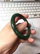 Load image into Gallery viewer, 54.9mm certified 100% Natural dark green/black nephrite (碧玉)  bangle HT168-4-3887
