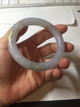 Load image into Gallery viewer, 52.3mm 100% Natural type A light green purple carved and golden-painted Jadeite Jade bangle PB213
