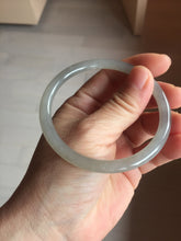Load image into Gallery viewer, 58.5mm Certified 100% Natural Icy Watery Gray Very Light Smoky Purple (烟紫)  round cut Nephrite Bangle HN228-9110
