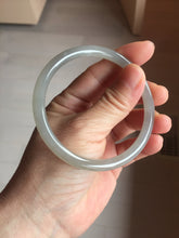 Load image into Gallery viewer, 58.5mm Certified 100% Natural Icy Watery Gray Very Light Smoky Purple (烟紫)  round cut Nephrite Bangle HN228-9110
