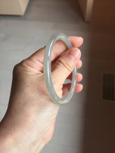 Load image into Gallery viewer, 58.5mm Certified 100% Natural Icy Watery Gray Very Light Smoky Purple (烟紫)  round cut Nephrite Bangle HN228-9110
