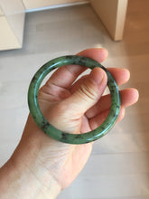 Load image into Gallery viewer, 58.4mm Certified 100% Natural Fresh Young Green/Dark Green/Black Green Ink Painting (绿水墨) Round Cut Nephrite (Wulanhai 乌兰海碧玉) Bangle HN172-7314
