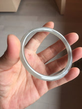 Load image into Gallery viewer, 58.5mm Certified 100% Natural Icy Watery Gray Very Light Smoky Purple (烟紫)  round cut Nephrite Bangle HN228-9110
