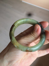 Load image into Gallery viewer, 51mm 100% Natural yellow/blue/brown/black carved bunny/window Xiu Jade (Serpentine) bangle XY11
