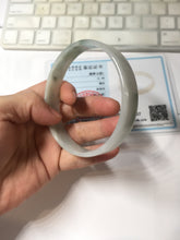 Load image into Gallery viewer, 68.3mm certified 100% natural Type A ligit green white with green floating flowers thin jadeite jade bangle AZ173-1027
