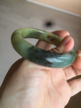 Load image into Gallery viewer, 51mm 100% Natural yellow/blue/brown/black carved bunny/window Xiu Jade (Serpentine) bangle XY11
