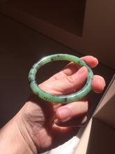 Load image into Gallery viewer, 58.4mm Certified 100% Natural Fresh Young Green/Dark Green/Black Green Ink Painting (绿水墨) Round Cut Nephrite (Wulanhai 乌兰海碧玉) Bangle HN172-7314
