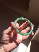 Load image into Gallery viewer, 58.4mm Certified 100% Natural Fresh Young Green/Dark Green/Black Green Ink Painting (绿水墨) Round Cut Nephrite (Wulanhai 乌兰海碧玉) Bangle HN172-7314
