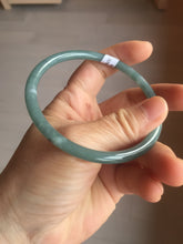 Load image into Gallery viewer, 63.6mm Certified Type A 100% Natural deep sea dark green/blue/gray slim round cut Guatemala Jadeite bangle PB5-7036
