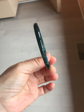 Load image into Gallery viewer, 57mm Type A 100% Natural icy black(冰乌鸡) blue gray Guatemala Slim Round Cut Jadeite Bangle PJ157-1371
