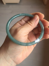 Load image into Gallery viewer, 63.6mm Certified Type A 100% Natural deep sea dark green/blue/gray slim round cut Guatemala Jadeite bangle PB5-7036

