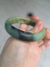 Load image into Gallery viewer, 51mm 100% Natural yellow/blue/brown/black carved bunny/window Xiu Jade (Serpentine) bangle XY11

