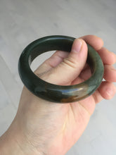Load image into Gallery viewer, 52.3mm 100% Natural dark green yellow nephrite Jade bangle(河磨玉) HE103
