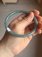 Load image into Gallery viewer, 63.6mm Certified Type A 100% Natural deep sea dark green/blue/gray slim round cut Guatemala Jadeite bangle PB5-7036
