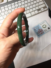 Load image into Gallery viewer, 57.5m certified 100% Natural dark green/black nephrite (碧玉)  bangle HT168-6-3916
