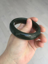 Load image into Gallery viewer, 52.3mm 100% Natural dark green yellow nephrite Jade bangle(河磨玉) HE103
