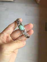 Load image into Gallery viewer, Size 52-58mm 100% natural type A apple green jadeite jade cabochon beads open Cuff bracelet PB217
