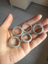 Load image into Gallery viewer, Size 8-8 3/4 100% natural type A icy watery black purple gray jadeite jade band ring PA207
