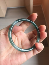 Load image into Gallery viewer, 56.3mm Certified Type A 100% Natural icy watery dark green/blue/gray/black slim Guatemala Jadeite bangle PJ155-0662
