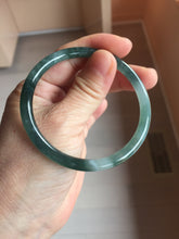 Load image into Gallery viewer, 56.3mm Certified Type A 100% Natural icy watery dark green/blue/gray/black slim Guatemala Jadeite bangle PJ155-0662
