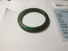 Load image into Gallery viewer, 55.5mm certified 100% natural Type A sunny green, oily dark green gray brown black Mountain After Rain(空山如洗) round cut jadeite jade bangle AZ174-1026
