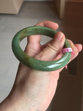 Load image into Gallery viewer, 56mm Certified Type A 100% Natural Pine Green subtle mottling russet accent Jadeite bangle KS40-1642
