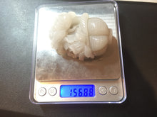 Load image into Gallery viewer, 100% natural white light Pink gray carved peony and plum bossom Quartzite (Shetaicui jade) Handheld Display Stone/Desk Decor CB83
