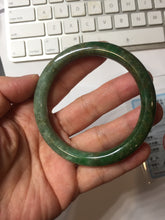 Load image into Gallery viewer, 55.5mm certified 100% natural Type A sunny green, oily dark green gray brown black Mountain After Rain(空山如洗) round cut jadeite jade bangle AZ174-1026
