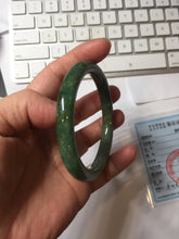 Load image into Gallery viewer, 55.5mm certified 100% natural Type A sunny green, oily dark green gray brown black Mountain After Rain(空山如洗) round cut jadeite jade bangle AZ174-1026
