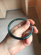 Load image into Gallery viewer, 60.3mm Type A 100% Natural icy black(冰乌鸡) blue gray Guatemala Slim Round Cut Jadeite Bangle PJ154-1358
