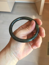 Load image into Gallery viewer, 57.6mm Certified 100% Natural Dark Green/Black Green Ink Painting (绿水墨) Round Cut Nephrite (Wulanhai 乌兰海碧玉) Bangle HN169-7335
