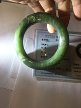 Load image into Gallery viewer, Sold  56mm certified 100% Natural dark green/gray/black (nebula dust) chubby round cut nephrite Jade bangle HN55-0883
