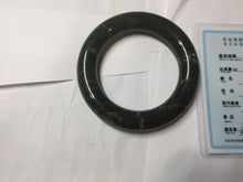Load image into Gallery viewer, 55.2mm certified 100% Natural dark green/black Ocean Waves chubby round cut nephrite bangle HN185-0878
